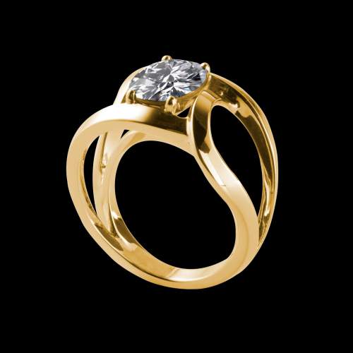 Bague solitaire diamant or jaune Future solo